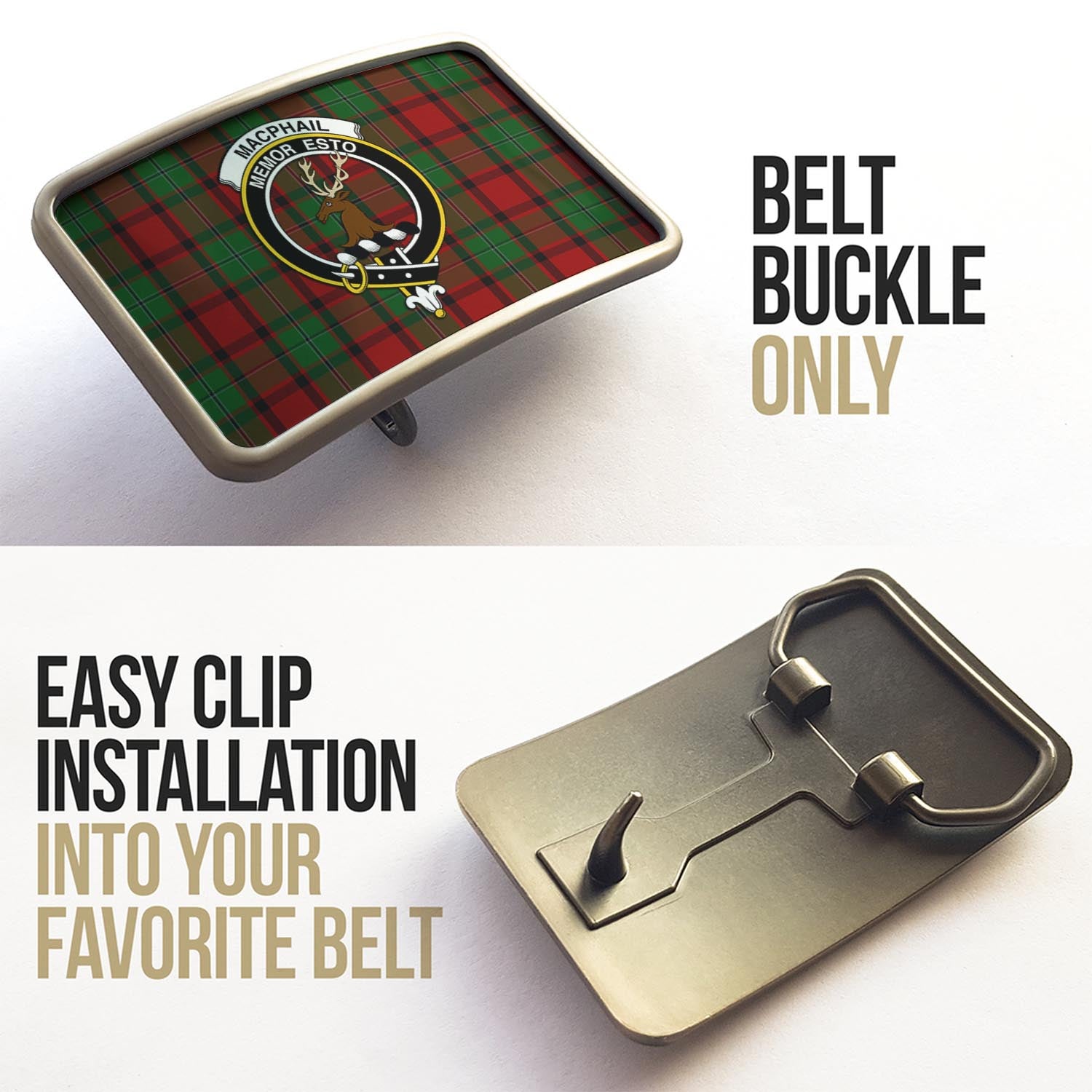 MacPhail (McPhail) Tartan Belt Buckles with Family Crest - Tartan Vibes Clothing