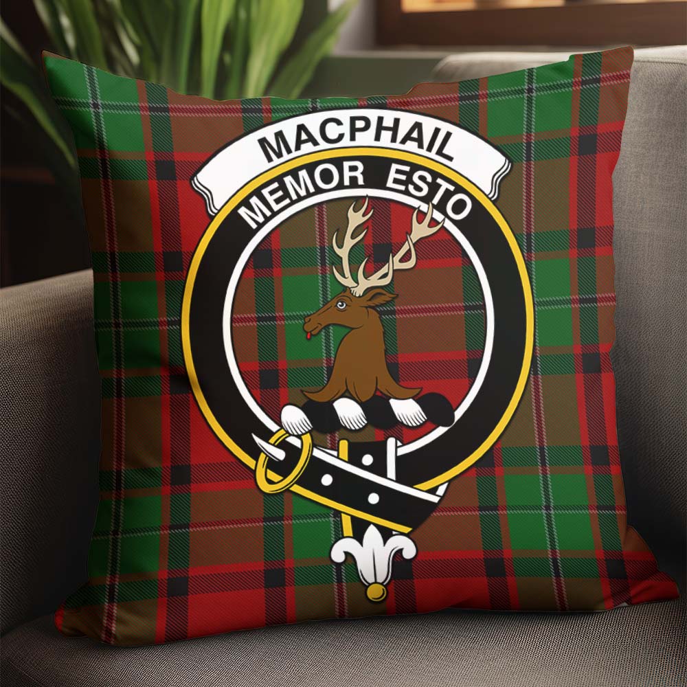 MacPhail Tartan Pillow Cover with Family Crest - Tartanvibesclothing