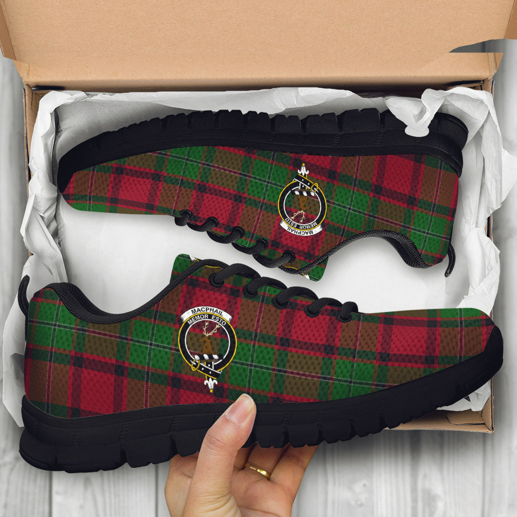 MacPhail (McPhail) Tartan Sneakers with Family Crest - Tartan Vibes Clothing