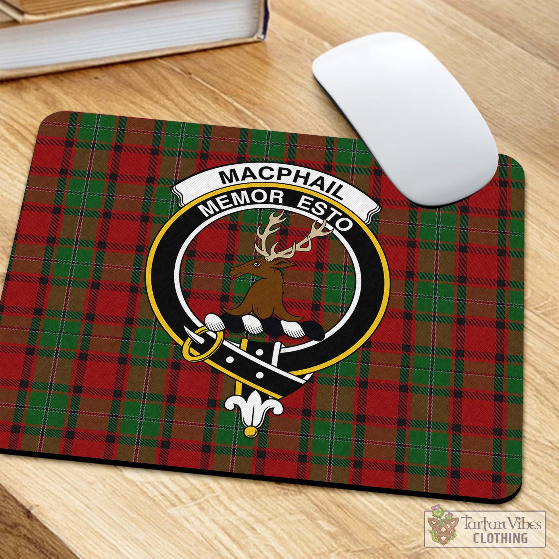 Tartan Vibes Clothing MacPhail Tartan Mouse Pad with Family Crest