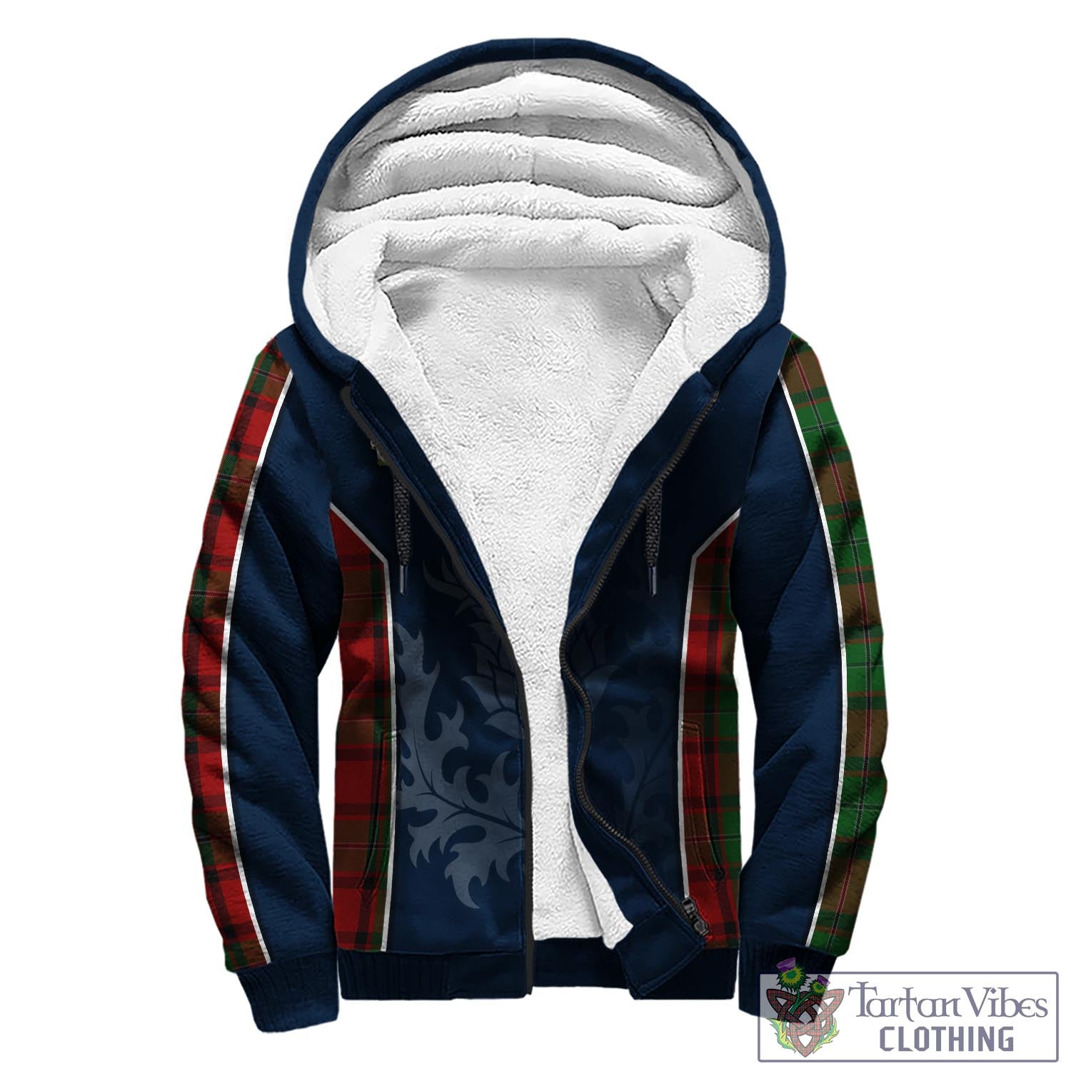 Tartan Vibes Clothing MacPhail Tartan Sherpa Hoodie with Family Crest and Scottish Thistle Vibes Sport Style