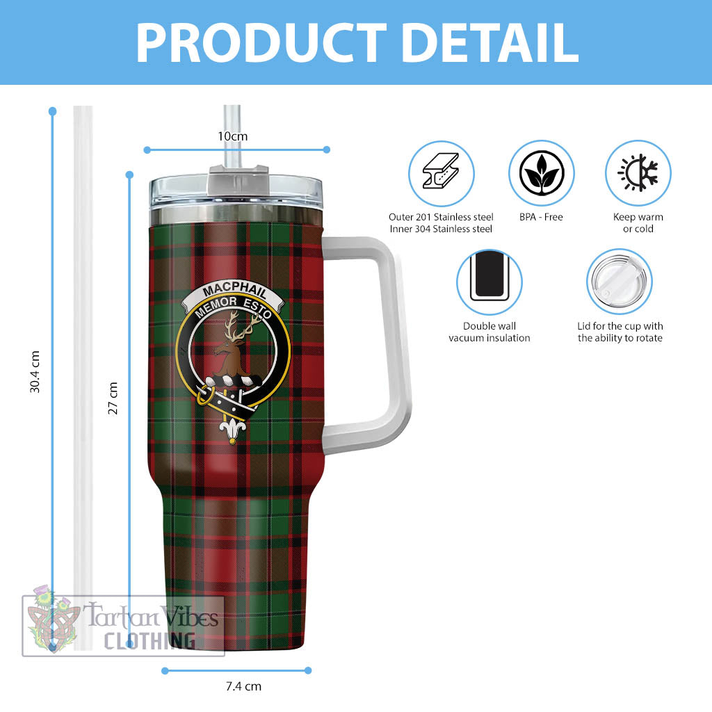 Tartan Vibes Clothing MacPhail Tartan and Family Crest Tumbler with Handle