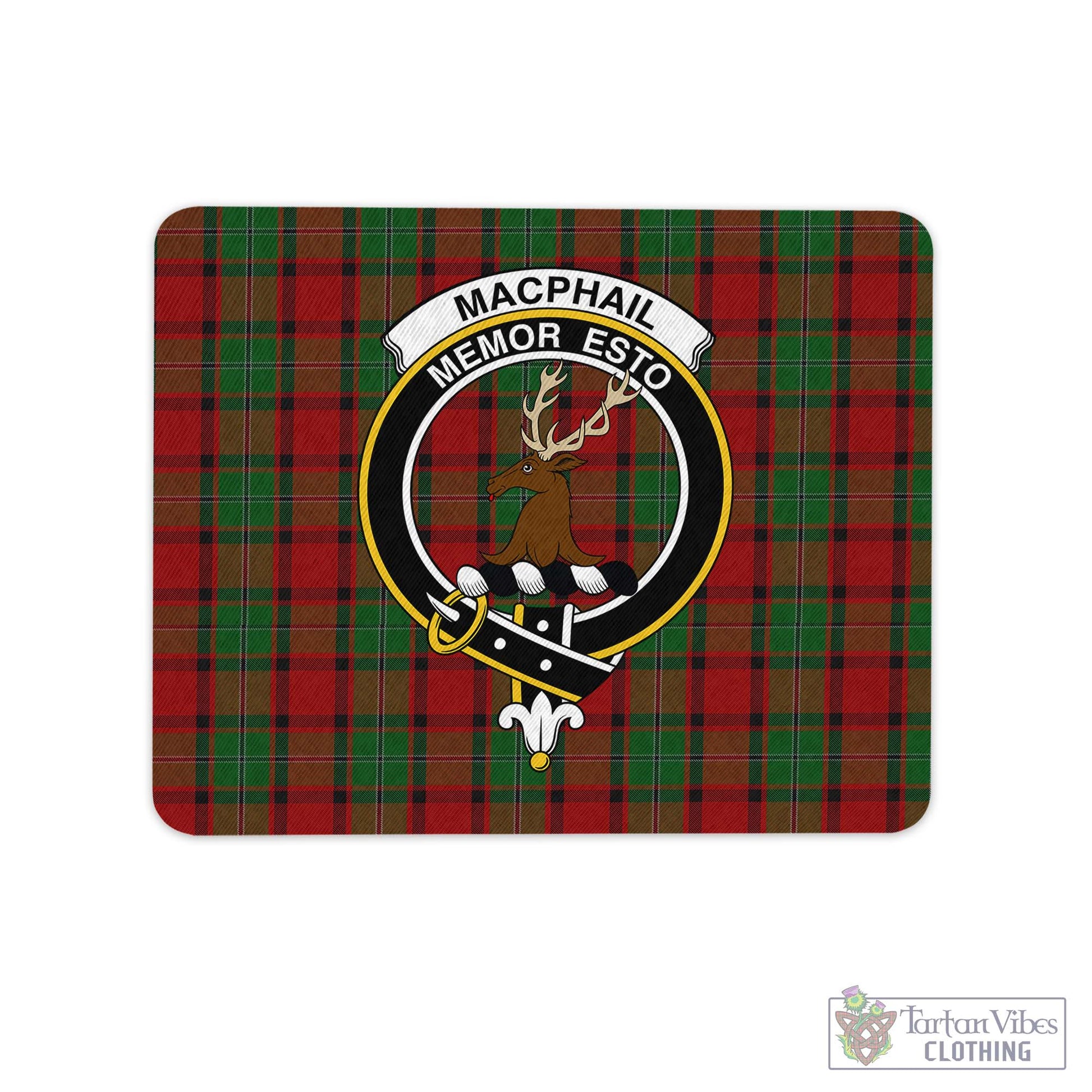 Tartan Vibes Clothing MacPhail Tartan Mouse Pad with Family Crest