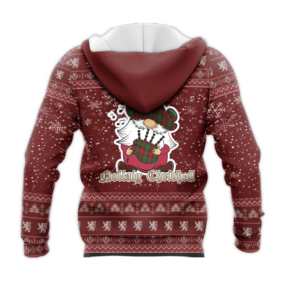 MacPhail Clan Christmas Knitted Hoodie with Funny Gnome Playing Bagpipes - Tartanvibesclothing