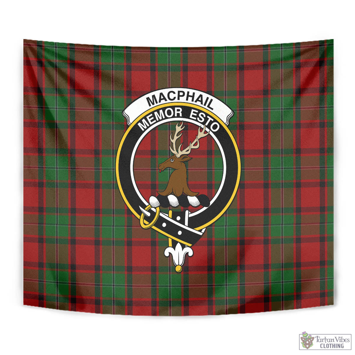 Tartan Vibes Clothing MacPhail Tartan Tapestry Wall Hanging and Home Decor for Room with Family Crest