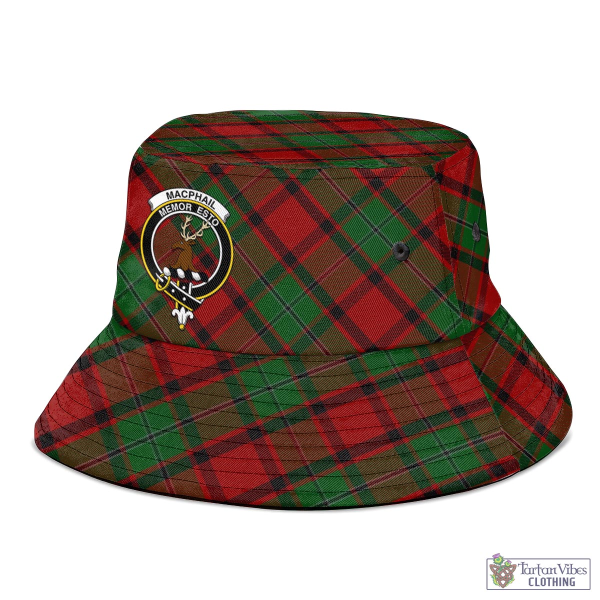 Tartan Vibes Clothing MacPhail Tartan Bucket Hat with Family Crest