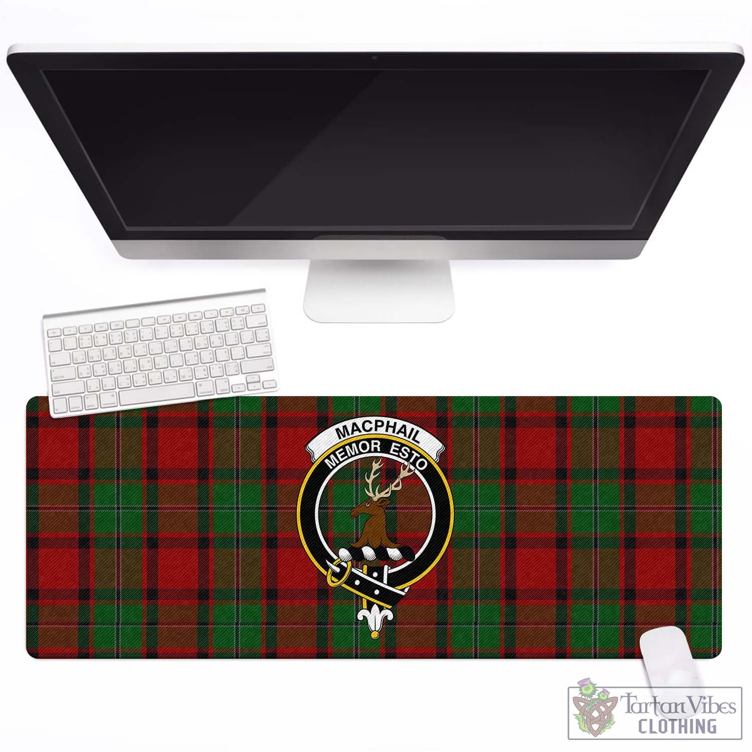 Tartan Vibes Clothing MacPhail Tartan Mouse Pad with Family Crest