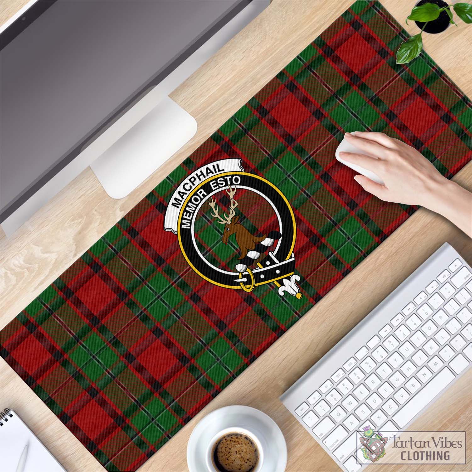 Tartan Vibes Clothing MacPhail Tartan Mouse Pad with Family Crest