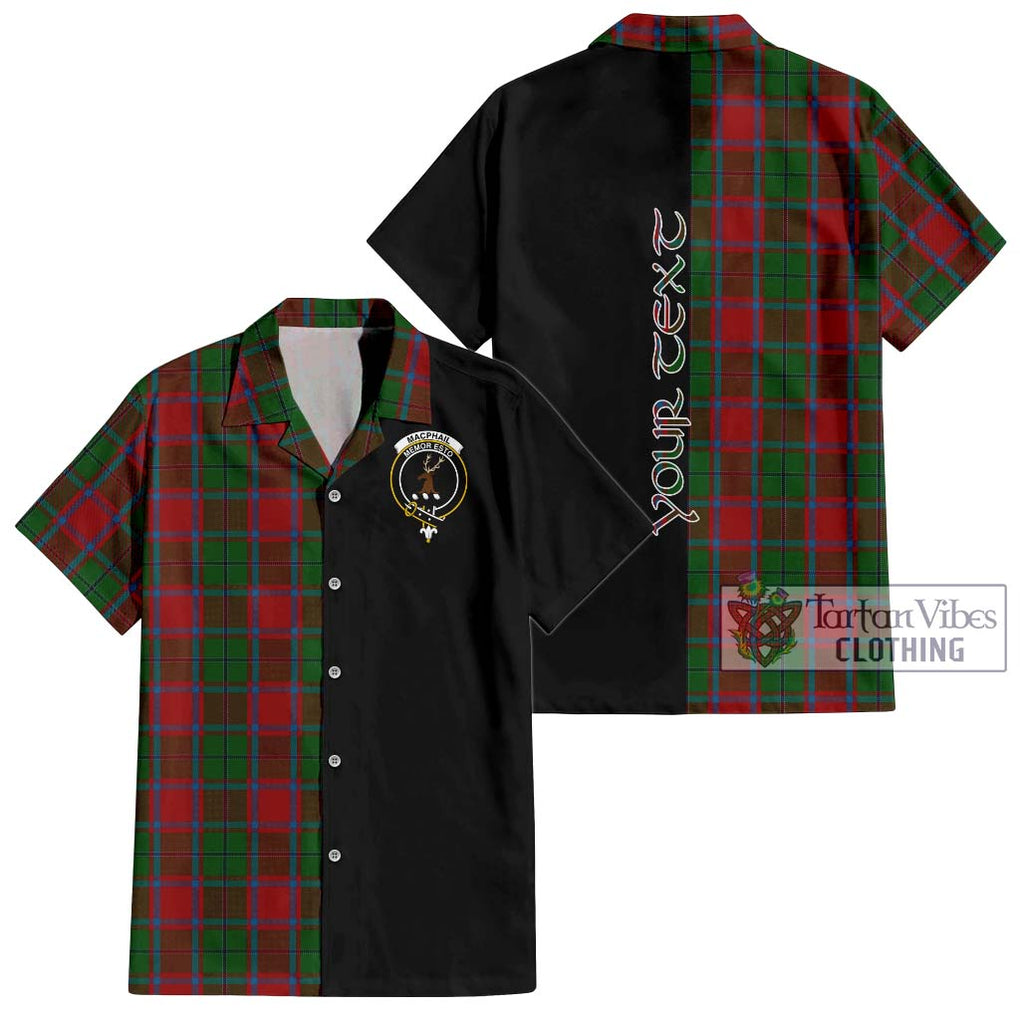 MacPhail Blue Bands Tartan Short Sleeve Button Shirt with Family Crest and Half Of Me Style Kid - Tartanvibesclothing Shop