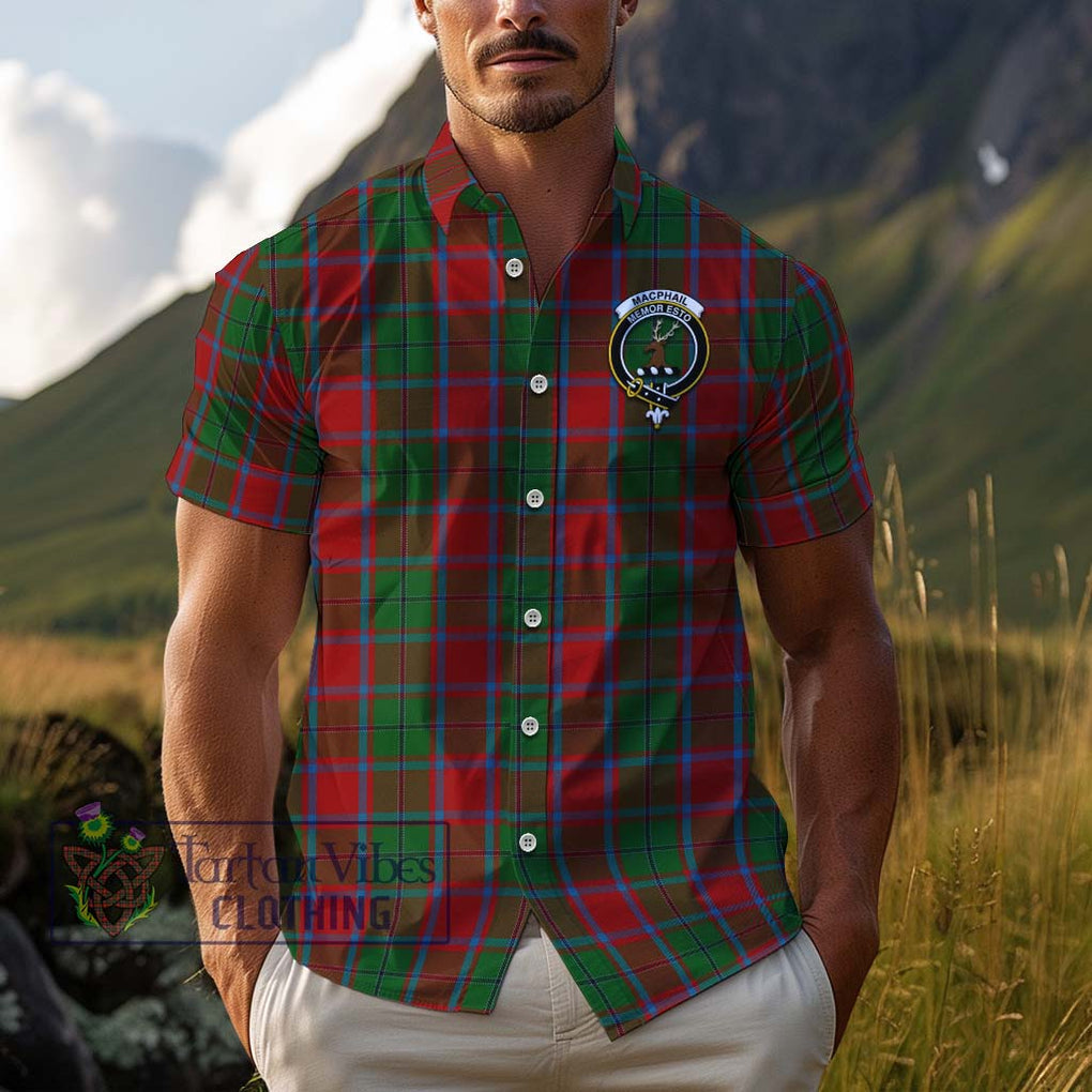 MacPhail Blue Bands Tartan Cotton Hawaiian Shirt with Family Crest Adult - Tartan Vibes Clothing