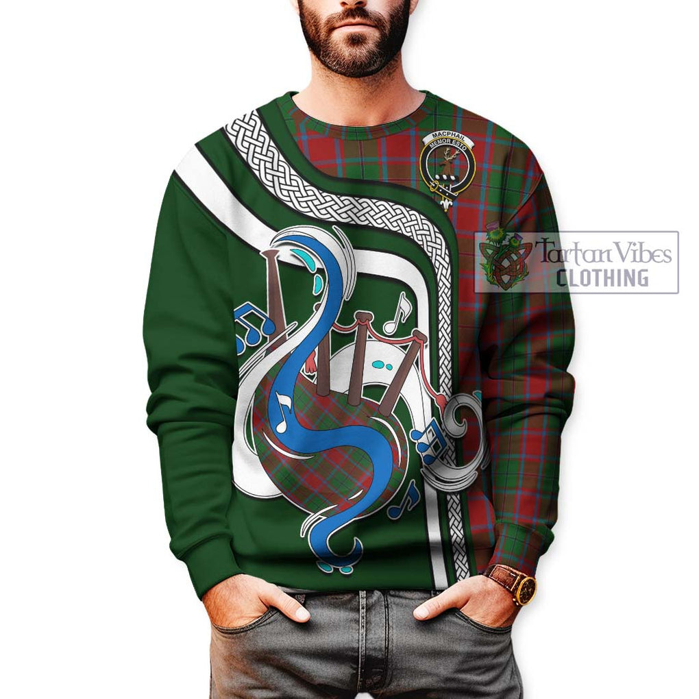 Tartan Vibes Clothing MacPhail Blue Bands Tartan Sweatshirt with Epic Bagpipe Style