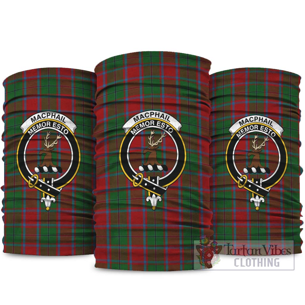 MacPhail Blue Bands Tartan Neck Gaiters, Tartan Bandanas, Tartan Head Band with Family Crest