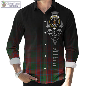 MacPhail Blue Bands Tartan Long Sleeve Button Up Featuring Alba Gu Brath Family Crest Celtic Inspired