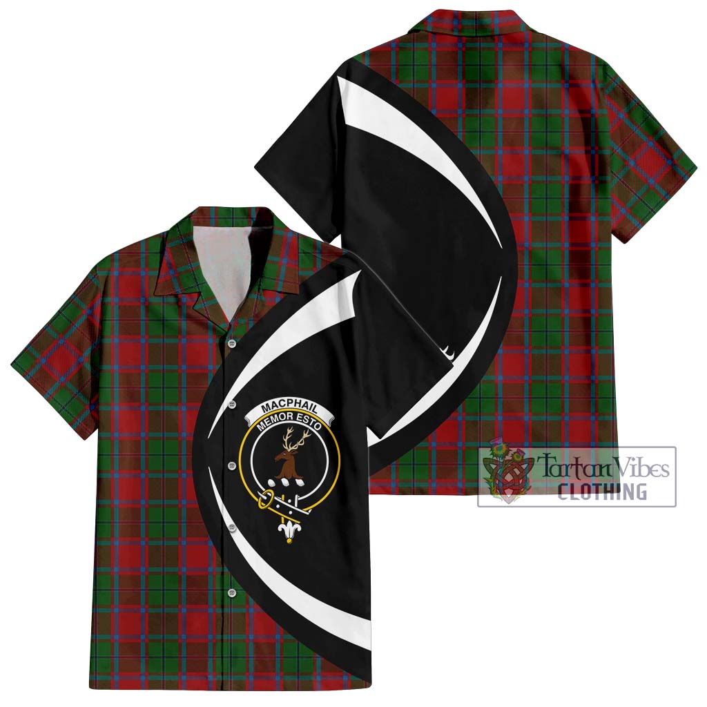 MacPhail Blue Bands Tartan Short Sleeve Button Up with Family Crest Circle Style Kid - Tartan Vibes Clothing