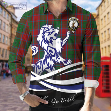 MacPhail Blue Bands Tartan Long Sleeve Button Up Shirt with Alba Gu Brath Regal Lion Emblem