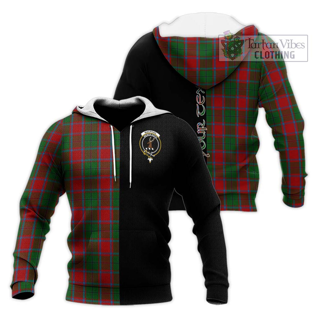 MacPhail Blue Bands Tartan Knitted Hoodie with Family Crest and Half Of Me Style Unisex Knitted Pullover Hoodie - Tartanvibesclothing Shop