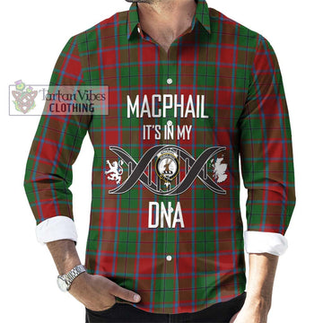 MacPhail Blue Bands Tartan Long Sleeve Button Shirt with Family Crest DNA In Me Style