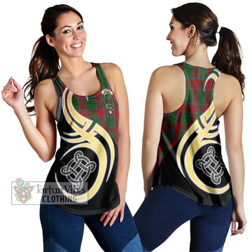 MacPhail Blue Bands Tartan Women's Racerback Tanks with Family Crest and Celtic Symbol Style