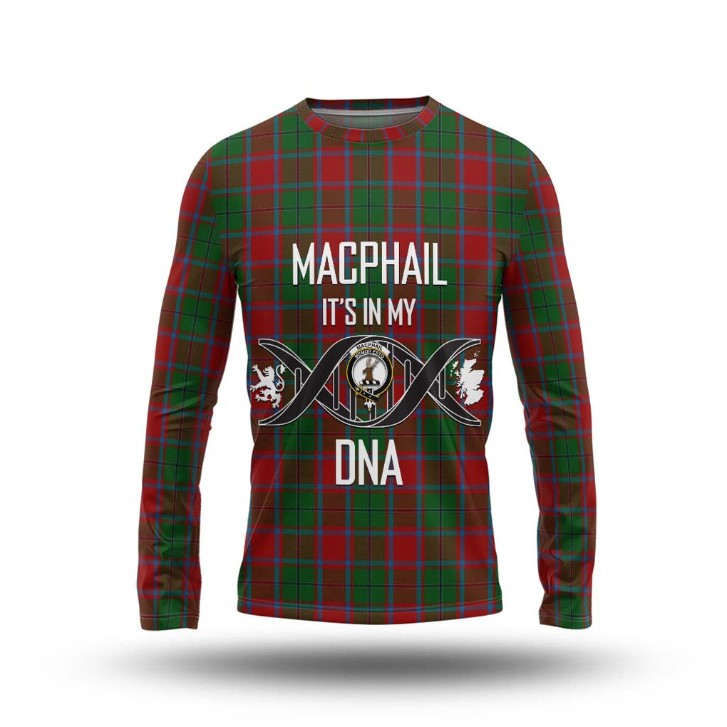 MacPhail Blue Bands Tartan Long Sleeve T-Shirt with Family Crest DNA In Me Style Unisex - Tartanvibesclothing Shop