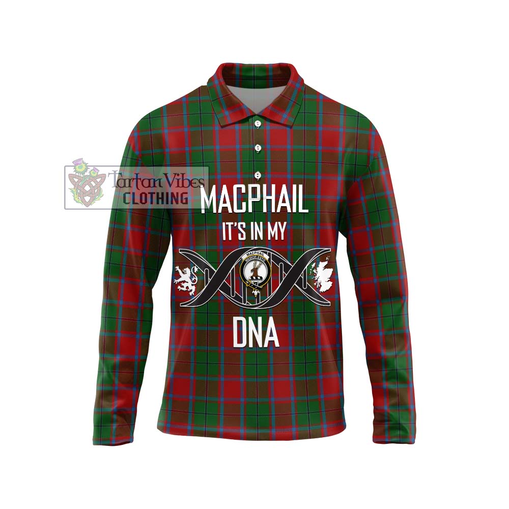 MacPhail Blue Bands Tartan Long Sleeve Polo Shirt with Family Crest DNA In Me Style Unisex - Tartanvibesclothing Shop