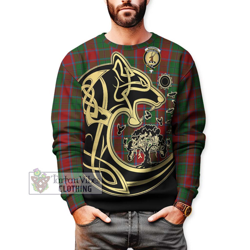 MacPhail Blue Bands Tartan Sweatshirt with Family Crest Celtic Wolf Style Unisex - Tartan Vibes Clothing