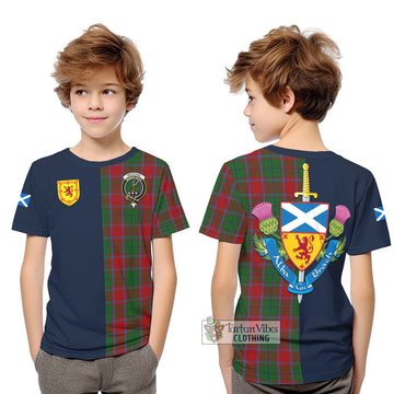 MacPhail Blue Bands Tartan Kid T-Shirt Alba with Scottish Lion Royal Arm Half Style