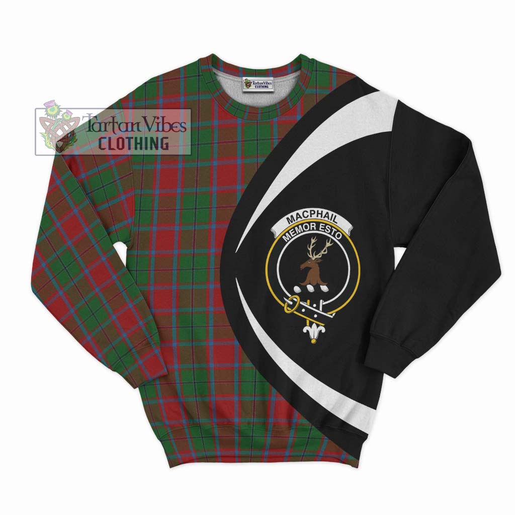 MacPhail Blue Bands Tartan Sweatshirt with Family Crest Circle Style Unisex - Tartan Vibes Clothing