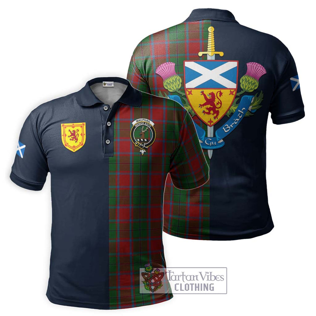 Tartan Vibes Clothing MacPhail Blue Bands Tartan Polo Shirt with Scottish Lion Royal Arm Half Style