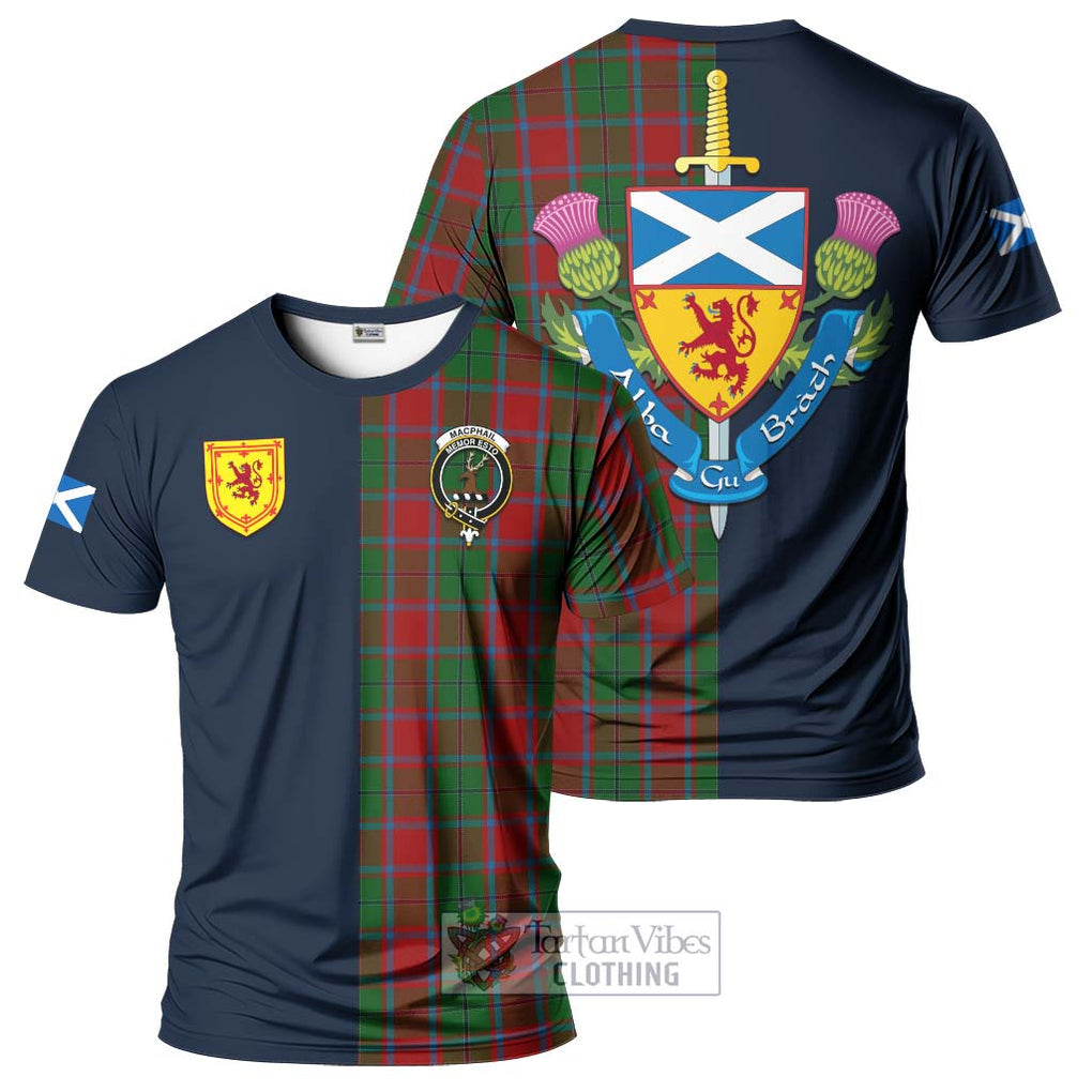 Tartan Vibes Clothing MacPhail Blue Bands Tartan T-Shirt Alba with Scottish Lion Royal Arm Half Style