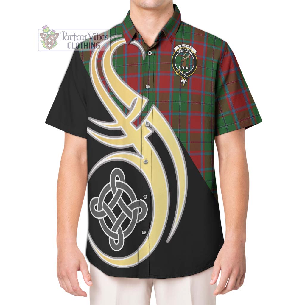 MacPhail Blue Bands Tartan Short Sleeve Button Shirt with Family Crest and Celtic Symbol Style Kid - Tartan Vibes Clothing