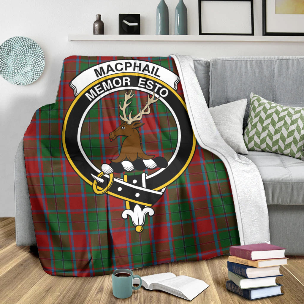 macphail-blue-bands-tartab-blanket-with-family-crest