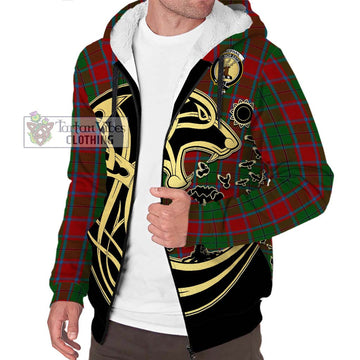 MacPhail Blue Bands Tartan Sherpa Hoodie with Family Crest Celtic Wolf Style