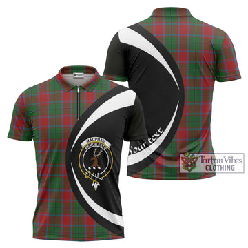 MacPhail Blue Bands Tartan Zipper Polo Shirt with Family Crest Circle Style