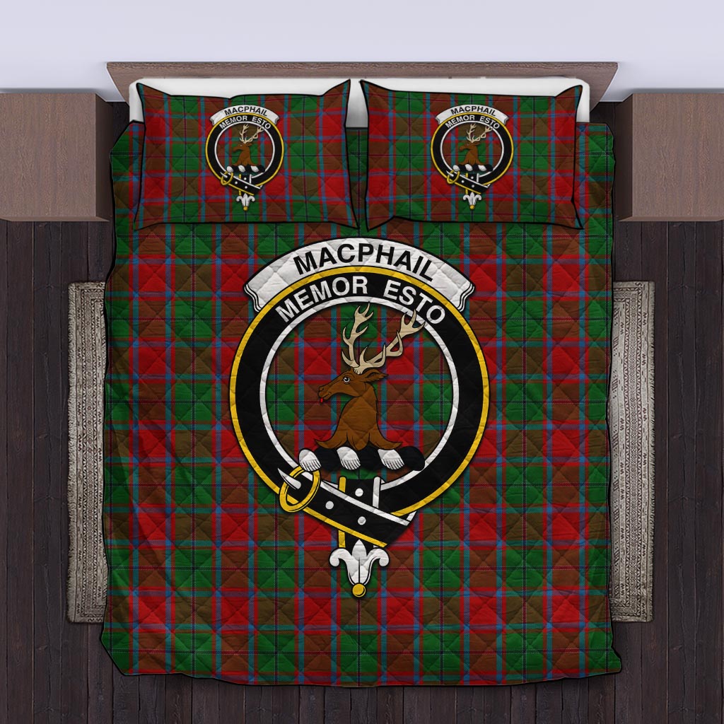 MacPhail Blue Bands Tartan Quilt Bed Set with Family Crest Twin - Tartan Vibes Clothing