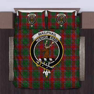 MacPhail Blue Bands Tartan Quilt Bed Set with Family Crest