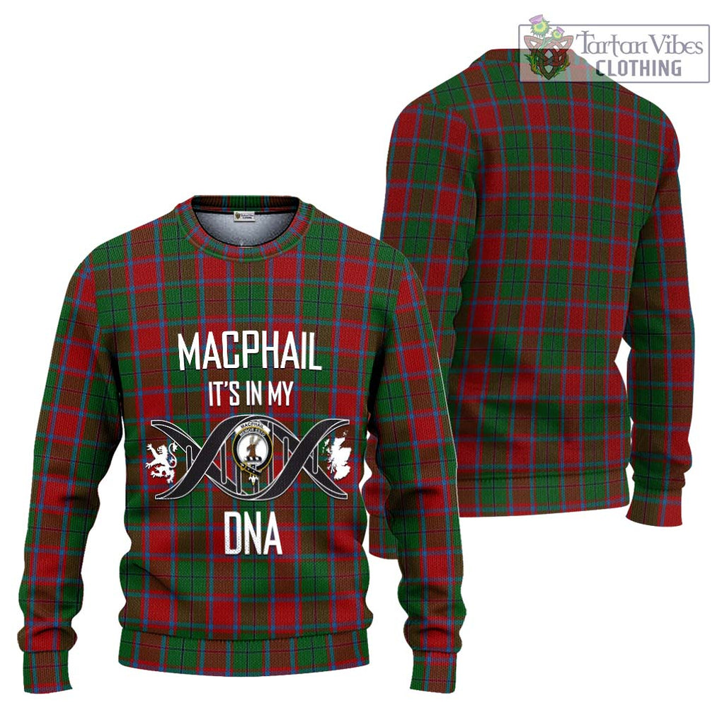 MacPhail Blue Bands Tartan Knitted Sweater with Family Crest DNA In Me Style Unisex - Tartanvibesclothing Shop