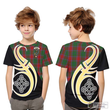 MacPhail Blue Bands Tartan Kid T-Shirt with Family Crest and Celtic Symbol Style