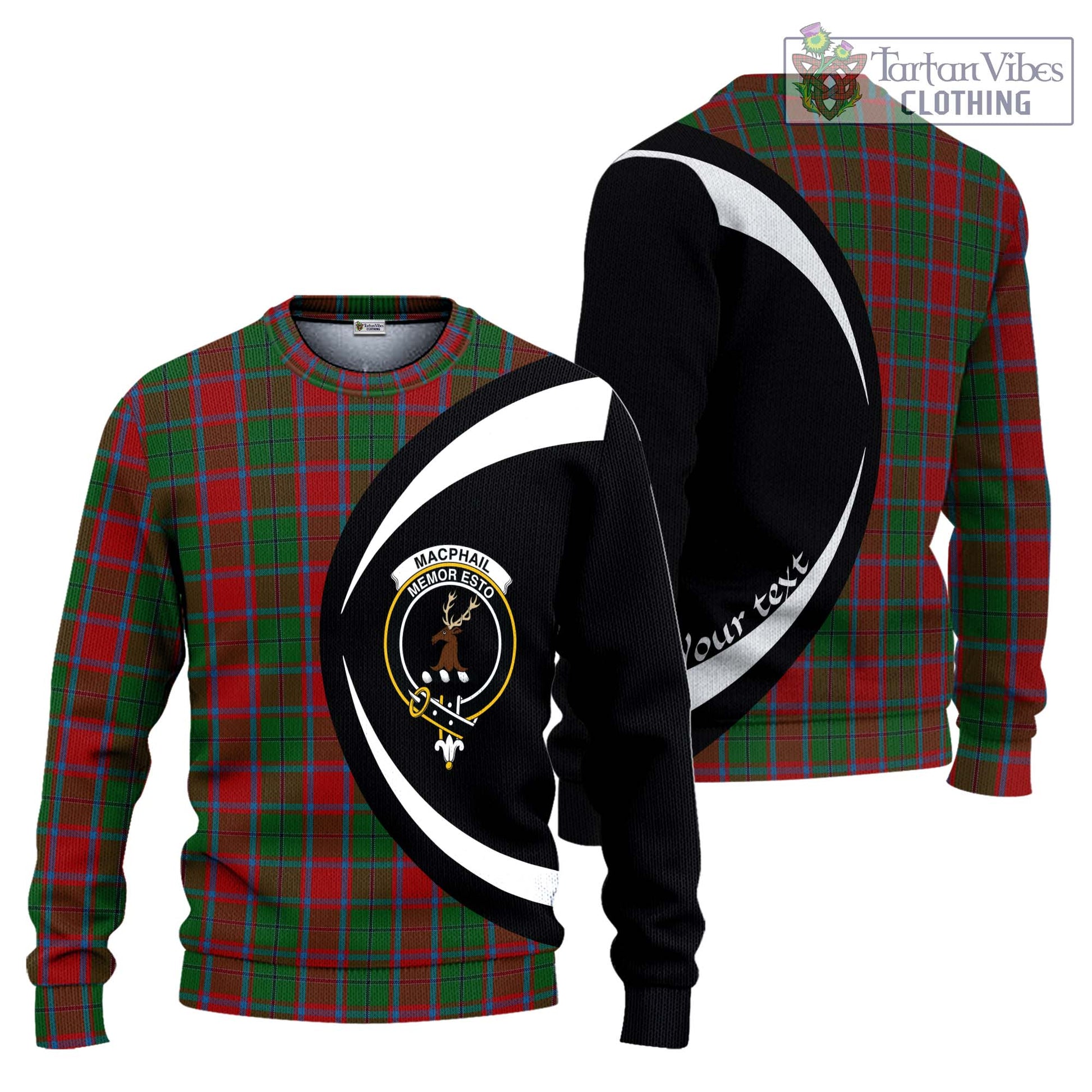 MacPhail Blue Bands Tartan Knitted Sweater with Family Crest Circle Style Unisex - Tartan Vibes Clothing