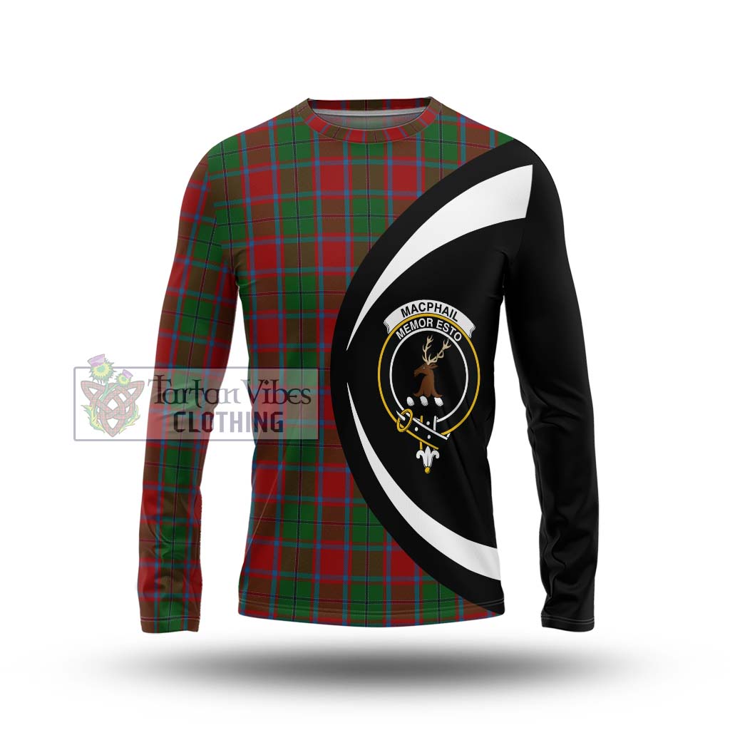 MacPhail Blue Bands Tartan Long Sleeve T-Shirt with Family Crest Circle Style Unisex - Tartan Vibes Clothing