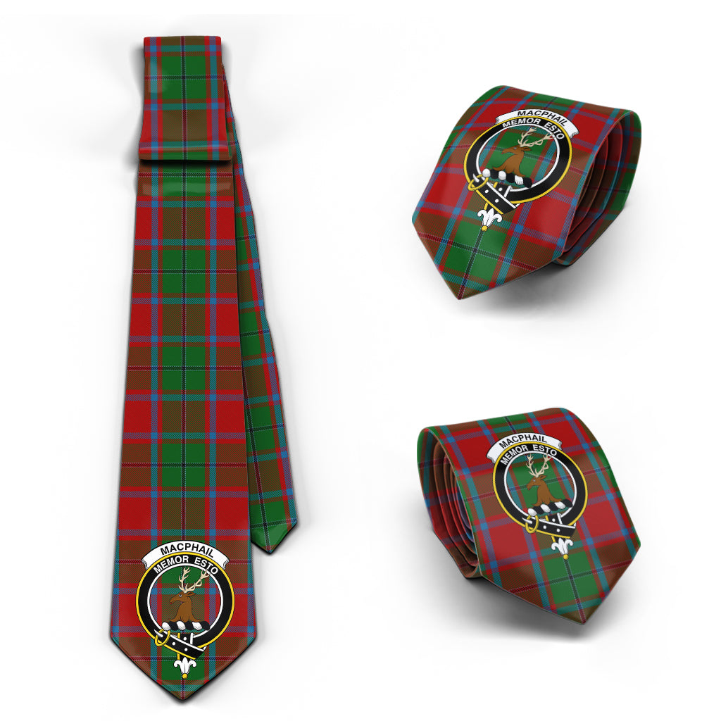 MacPhail Blue Bands Tartan Classic Necktie with Family Crest Necktie One Size - Tartan Vibes Clothing