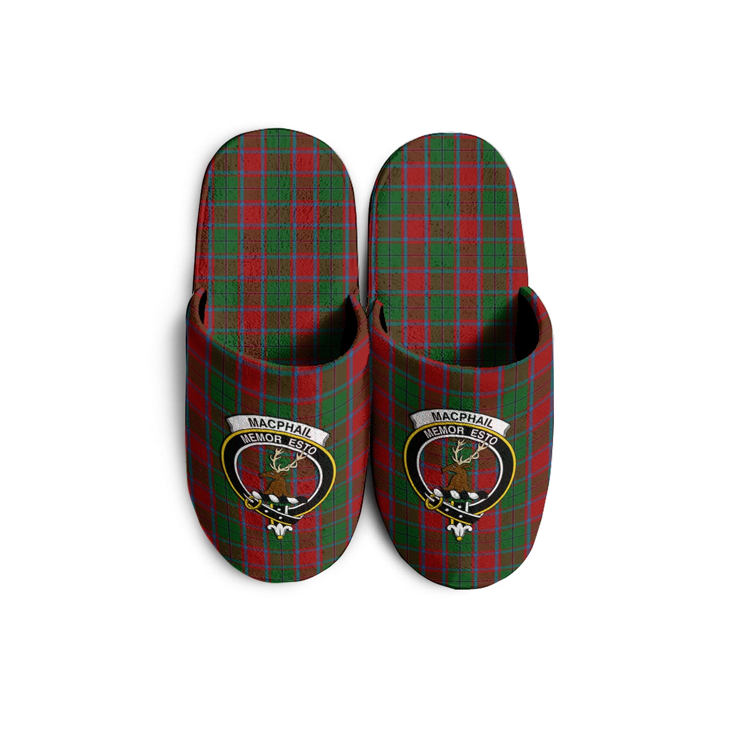 MacPhail Blue Bands Tartan Home Slippers with Family Crest - Tartanvibesclothing