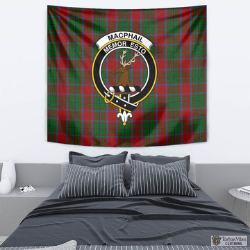 MacPhail Blue Bands Tartan Tapestry Wall Hanging and Home Decor for Room with Family Crest