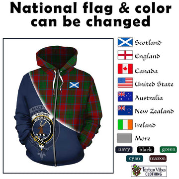 MacPhail Blue Bands Tartan Hoodie with Personalised National Flag and Family Crest Half Style