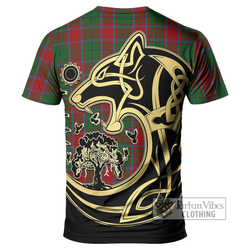 MacPhail Blue Bands Tartan T-Shirt with Family Crest Celtic Wolf Style - Tartan Vibes Clothing