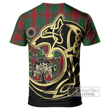 MacPhail Blue Bands Tartan T-Shirt with Family Crest Celtic Wolf Style