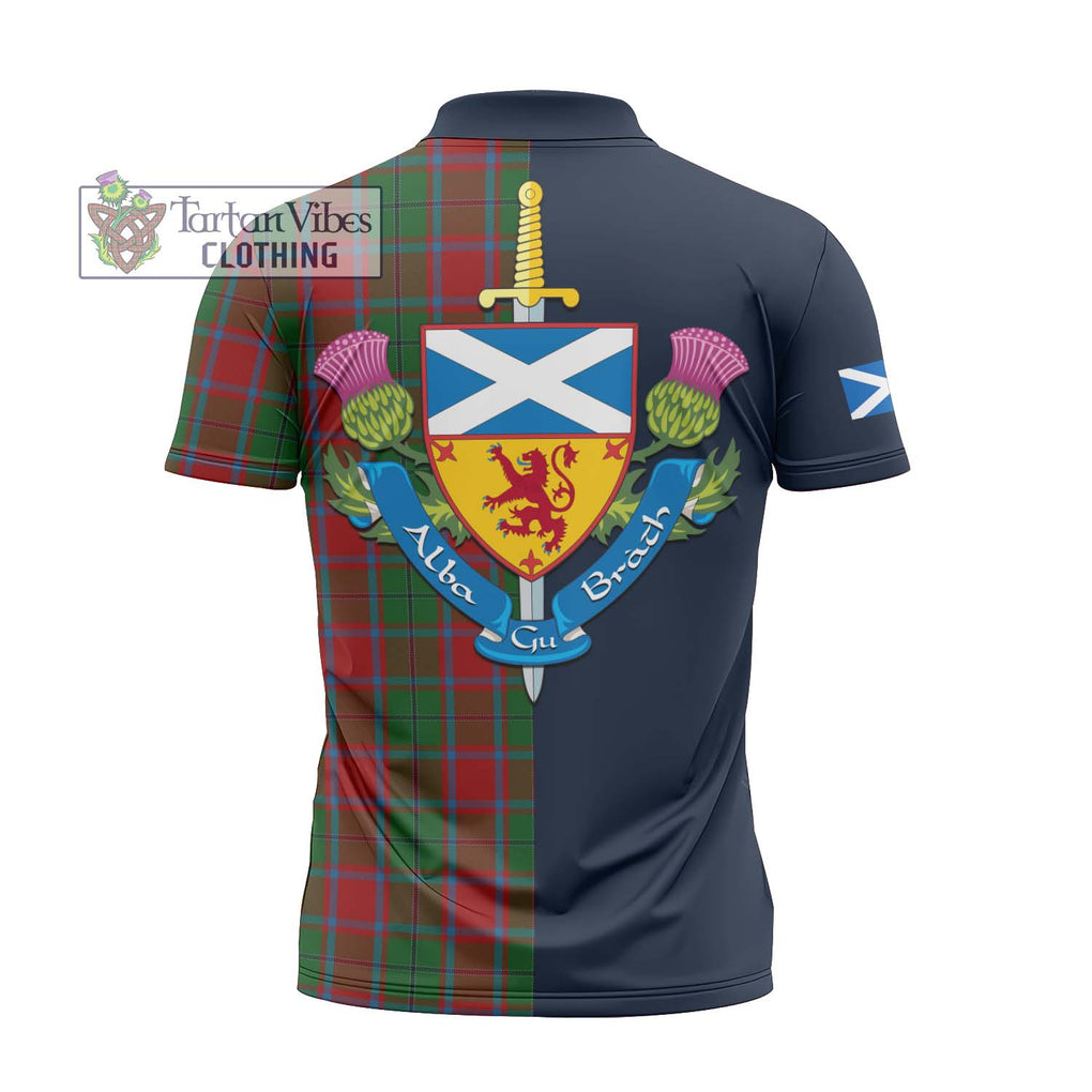 Tartan Vibes Clothing MacPhail Blue Bands Tartan Zipper Polo Shirt with Scottish Lion Royal Arm Half Style