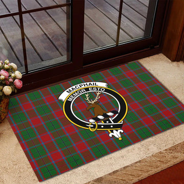 MacPhail Blue Bands Tartan Door Mat with Family Crest