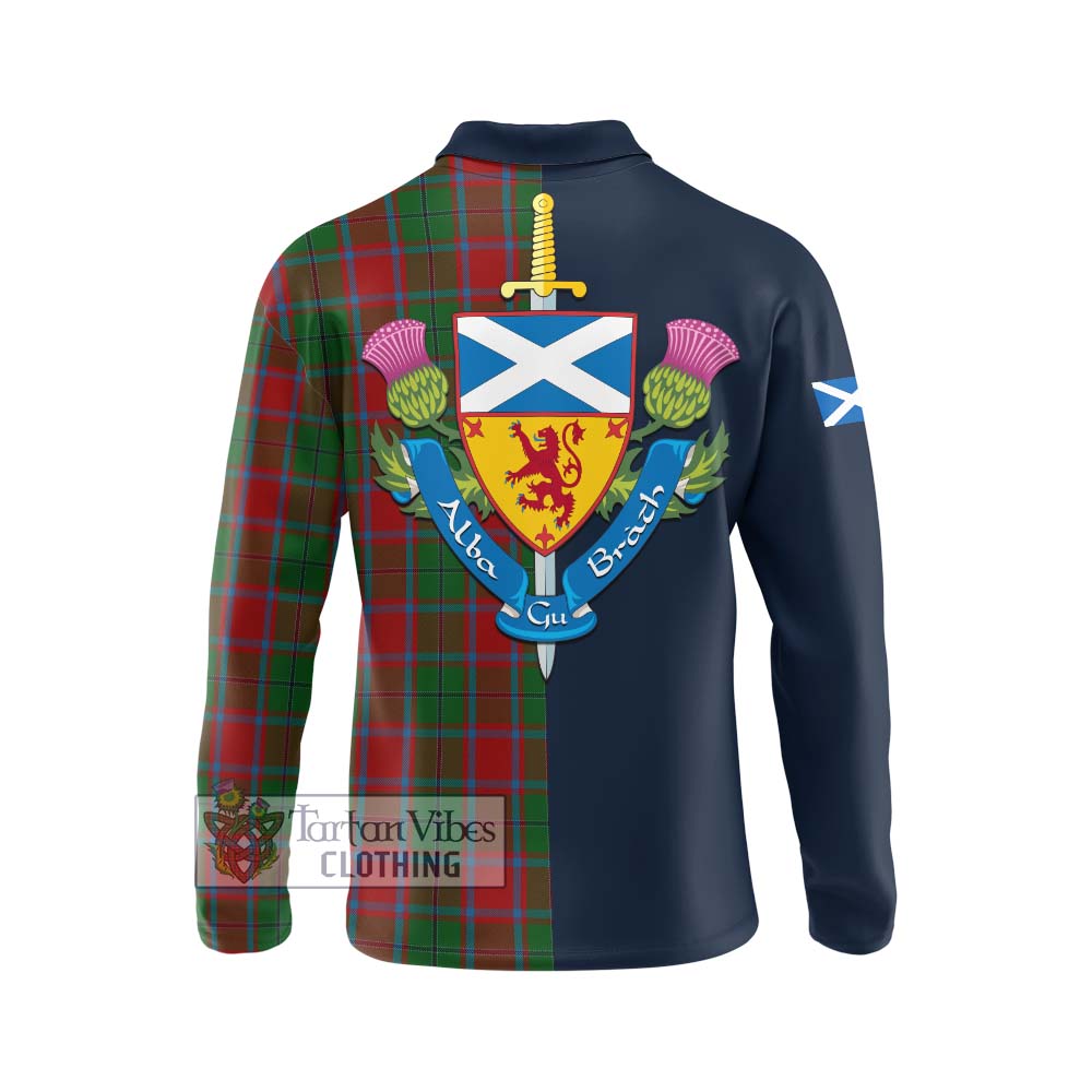 Tartan Vibes Clothing MacPhail Blue Bands Tartan Long Sleeve Polo Shirt with Scottish Lion Royal Arm Half Style