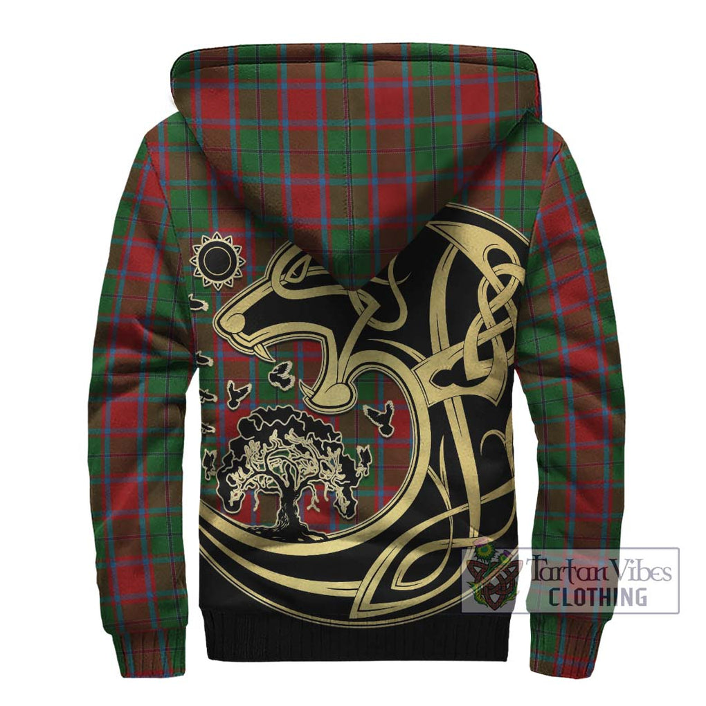 MacPhail Blue Bands Tartan Sherpa Hoodie with Family Crest Celtic Wolf Style - Tartan Vibes Clothing