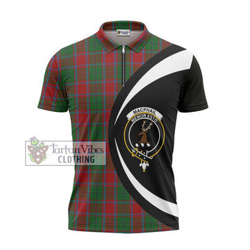 MacPhail Blue Bands Tartan Zipper Polo Shirt with Family Crest Circle Style